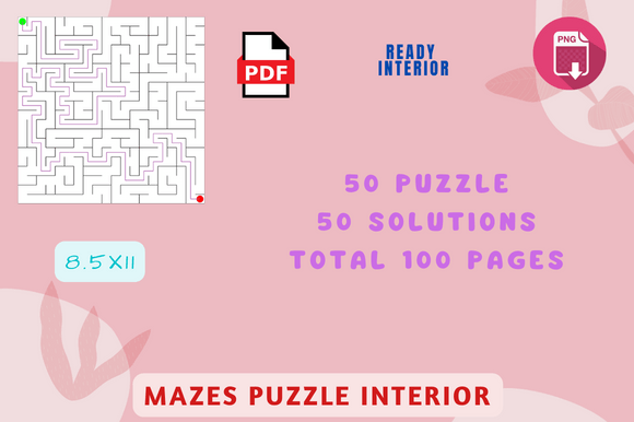 30 Square Shaped Maze Puzzles Interior for Your KDP Puzzle Book