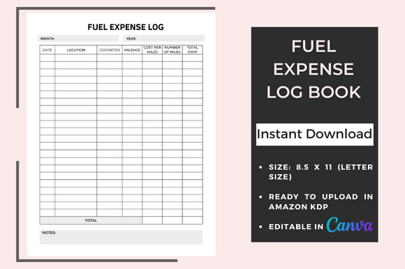 Fuel Expense Log Book: The KDP Interior Designed for Profit and Efficiency